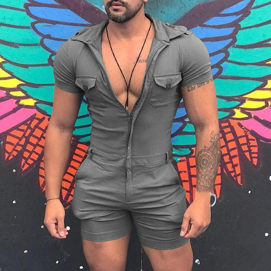 Enterizo Slim Fit con Cierre para Hombre - Manga Corta - Image 9