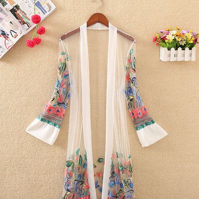 Ropa de Playa Protectora con Bordado Elegante para Mujeres - Largo Medio - Image 6