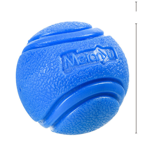 Orange textured pet bouncy ball with embossed 'Meianyu' logo, designed to be bite-resistant for dogs. - Image 15