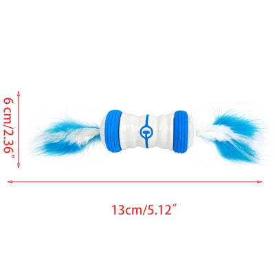 Pink and white electric cat toy with feathers on both ends, featuring a central power button. - Image 5