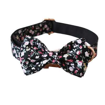 Correa y Collar para Perro y Gato con Diseño Floral Negro - Image 5