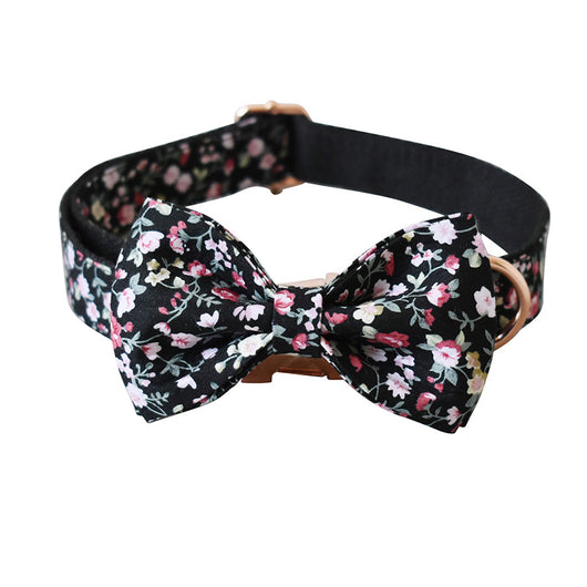 Correa y Collar para Perro y Gato con Diseño Floral Negro - Image 5