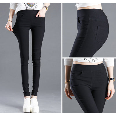 Pantalones Ajustados Elásticos Primavera Otoño en Negro - Image 8