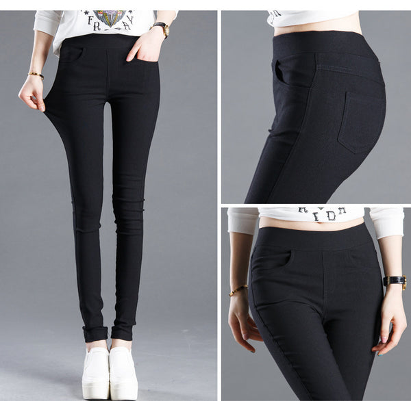 Pantalones Ajustados Elásticos Primavera Otoño en Negro