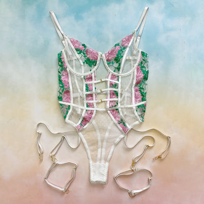 Traje Mono de Lencería Sexy con Tirantes y Costura Decorativa Compleja - Image 13