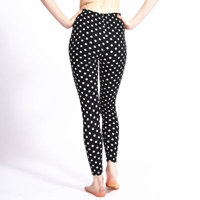 Leggings de Seda de Leche con Estampado Coreano de Lunares Blanco y Negro - Image 4