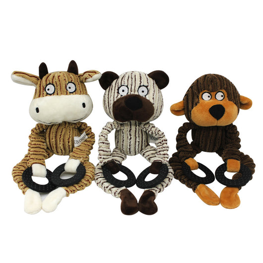 Juguete Interactivo de Peluche con Sonido y Anillo de Goma Tricolor - Image 4