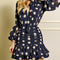 Vestido Midi Cuello Redondo con Bolsillo de Cadera y Estampado Frontal