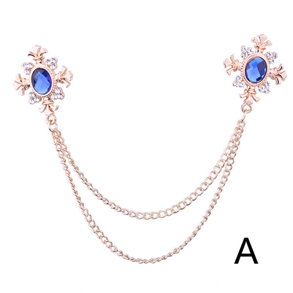Brooch Necklace with Rhinestone Chain and Customizable Tassels
