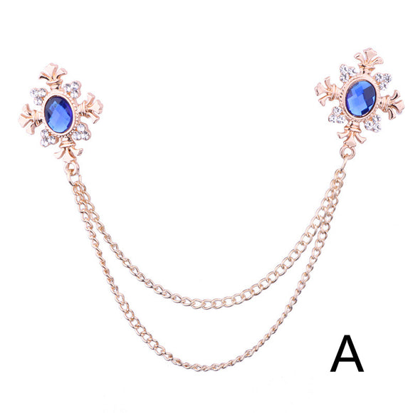 Broche Collar con Cadena de Strass y Flecos Personalizables