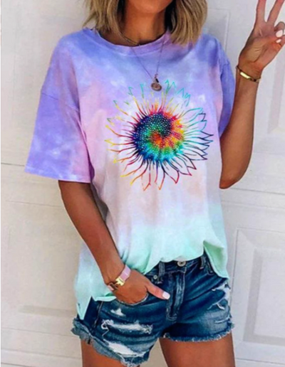 Playera Tie-Dye Multicolor Suelta de Manga Corta - Image 2