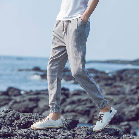 Pantalones de Lino Holgados Transpirables Talla Grande
