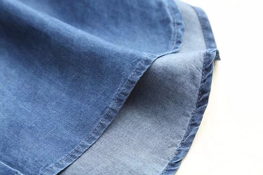 Vestido Largo Tencel Denim con Cuello Alzado y Bordados - Image 11