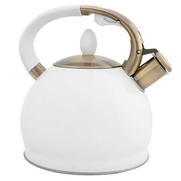 Hervidor de Agua con Silbato y Mango Bronce Electrochapado - Compatible con Todas las Estufas