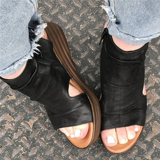 Sandalias Cuña Mujer con Cierre Lateral y Textura Fruncida - Image 8