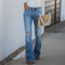 Jeans Micro Acampanados Rotos Mujer Estilo Europeo Invierno