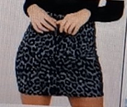 Falda Cintura Alta con Estampado de Leopardo y Bolsillo Lateral