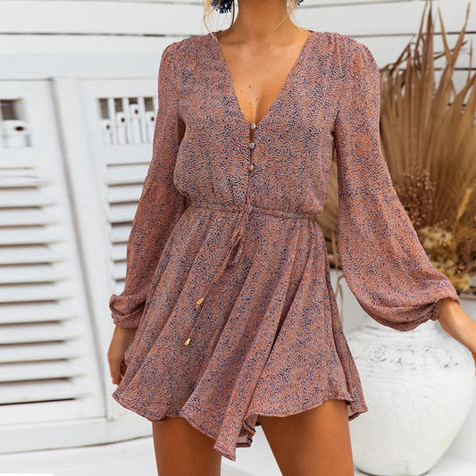 Jumpsuit Playero Elegante con Escote en V y Cordones