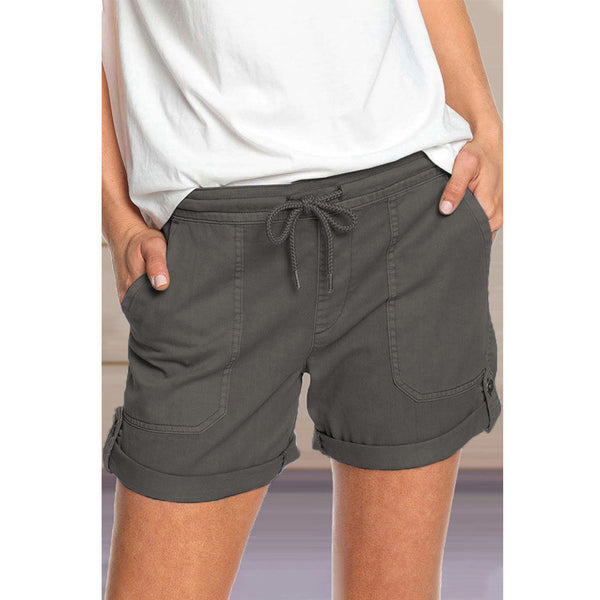 Pantalones Casuales Rectos con Cordones para Mujer - Color Liso