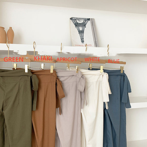 Pantalones Casuales de Lino y Algodón con Cordones