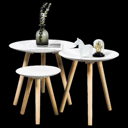 Mesa Lateral Redonda Nórdica Minimalista para Sala y Dormitorio