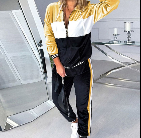 Conjunto Deportivo Casual para Mujer con Bloques de Color