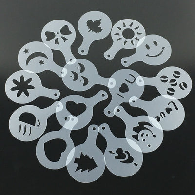 Set de 16 Moldes de Espuma para Café - Plantillas de Diseño Premium para Latte Art