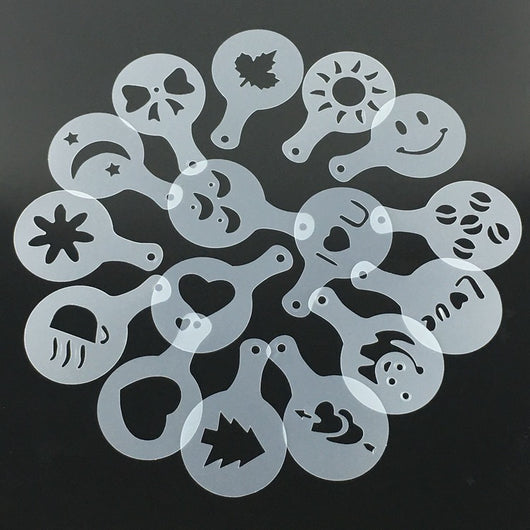 Set de 16 Moldes de Espuma para Café - Plantillas de Diseño Premium para Latte Art