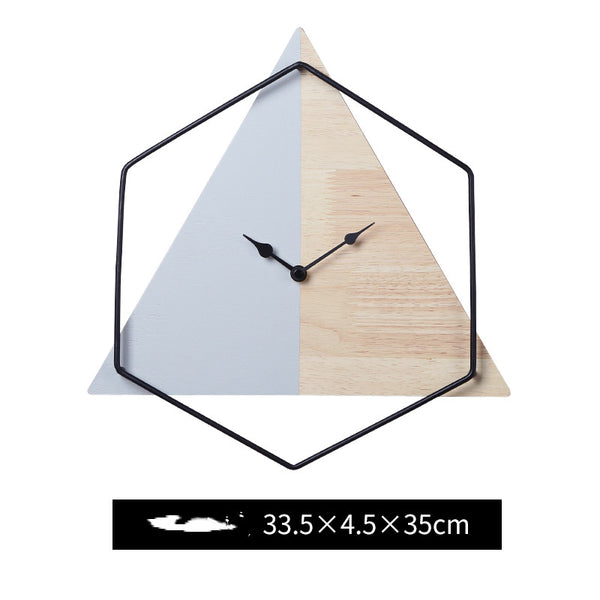 Reloj de Pared Minimalista Madera Geometría Silenciosa