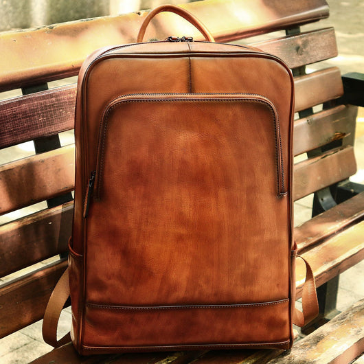 Mochila de Cuero Premium con Detalles en Árbol Colorido - Image 4