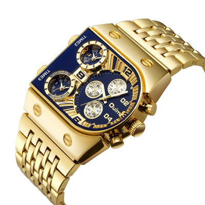 Reloj de Cuarzo para Hombre D-Dial Acero Inoxidable Múltiples Zonas Horarias Luminoso - Image 4
