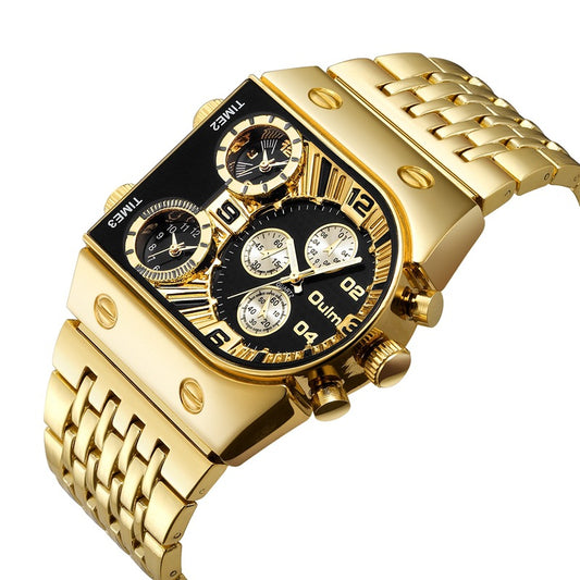 Reloj de Cuarzo para Hombre D-Dial Acero Inoxidable Múltiples Zonas Horarias Luminoso