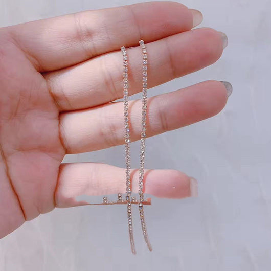 Aretes Largos de Cristal con Línea Elegante - Tendencia Actual para Mujeres - Image 6