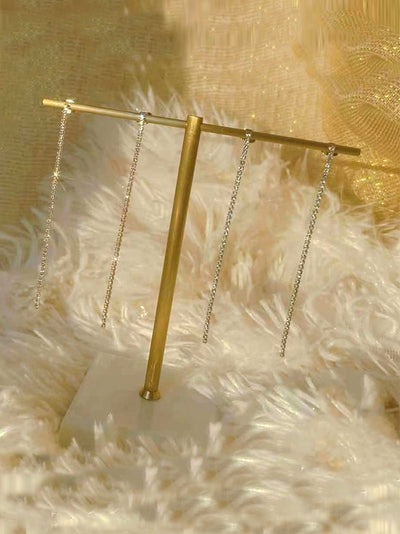 Aretes Largos de Cristal con Línea Elegante - Tendencia Actual para Mujeres - Image 9