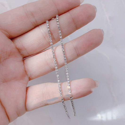 Aretes Largos de Cristal con Línea Elegante - Tendencia Actual para Mujeres - Image 7