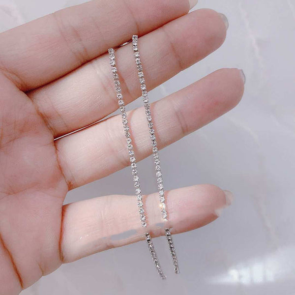 Aretes Largos de Cristal con Línea Elegante - Tendencia Actual para Mujeres - Image 3