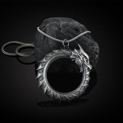 Collar Colgante Ouroboros Dragón Metálico para Hombre - Image 10