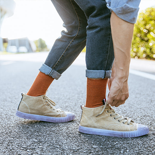 Calcetines Deportivos Altos de Algodón Puro para Primavera y Otoño