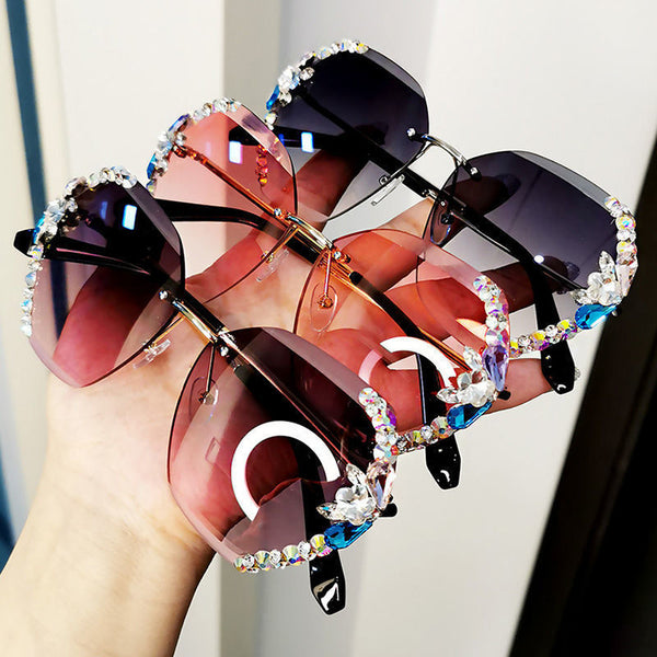 Gafas de Sol Cuadradas con Cristales Brillantes para Mujer - Estilo Lujo