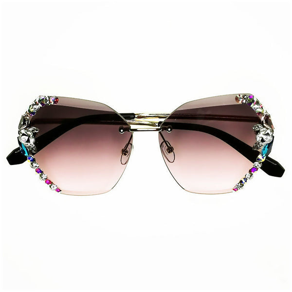 Gafas de Sol Cuadradas con Cristales Brillantes para Mujer - Estilo Lujo