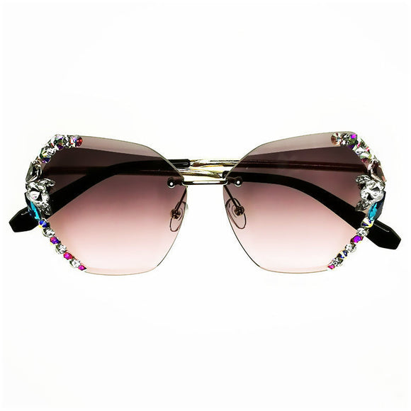 Gafas de Sol Cuadradas con Cristales Brillantes para Mujer - Estilo Lujo