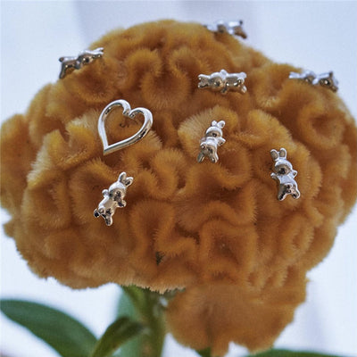 Aretes de Plata 925 con Aguja de Conejo para Cartílago - Image 4