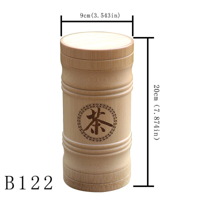 Frasco de Té de Bambú Tallado con Diseño Tinta y Acuarela Retro - Image 10