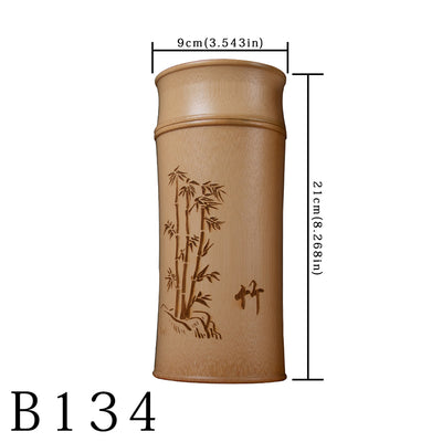 Frasco de Té de Bambú Tallado con Diseño Tinta y Acuarela Retro - Image 9