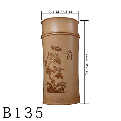 Frasco de Té de Bambú Tallado con Diseño Tinta y Acuarela Retro - Image 8