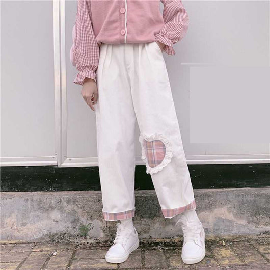 Pantalones Anchos de Pana Estilo Universitario Japonés para Mujer - Image 8