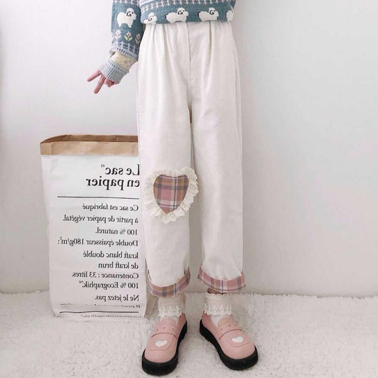 Pantalones Anchos de Pana Estilo Universitario Japonés para Mujer - Image 2