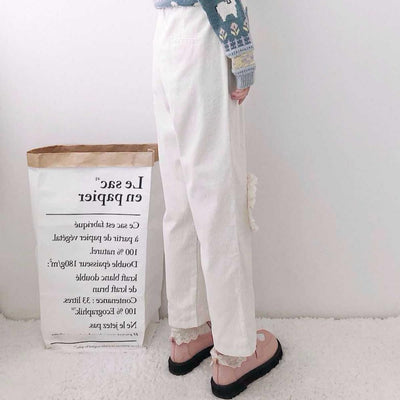 Pantalones Anchos de Pana Estilo Universitario Japonés para Mujer - Image 5