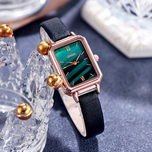 Reloj Vintage Mujer Malachita Texturizado Placa Cuadrada Pequeña Verde - Image 31