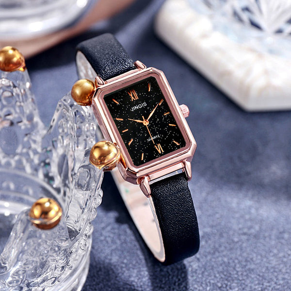 Reloj Vintage Mujer Malachita Texturizado Placa Cuadrada Pequeña Verde